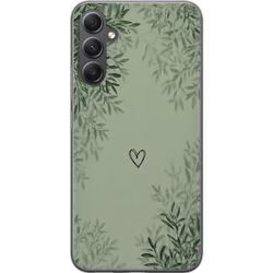 Kompatibelt Mobildeksel til Samsung Galaxy A16 5G Grønn minimalistisk bakgrunn med enkelt hjerte, botaniske blader og myke naturlige skygger