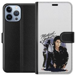 Kompatibelt Lommeboketui til Apple iPhone 13 Pro Max Stilrent portrettmotiv av Michael Jackson med retroinspirerte scenebilder