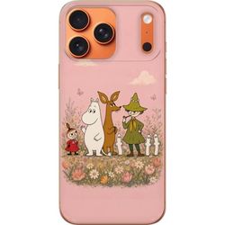 Kompatibelt Mobildeksel til Apple iPhone 17 Pro Max Illustrert motiv med Mummi-figurer omgitt av blomster og myke pastelltoner.