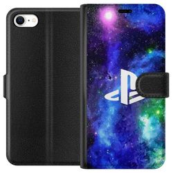Kompatibelt Lommeboketui til Apple iPhone 6s Playstation-logo mot galaksebakgrunn, kosmisk gamingdesign for spillere og konsollfans