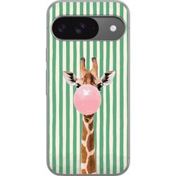 Kompatibelt Mobildeksel til Google Pixel 9 Pro Morsomt dyremotiv med giraff og rosa boble i moderne og humoristisk design.