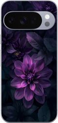 Kompatibelt Mobildeksel til Google Pixel 10 Pro Dramatisk botanisk motiv med fyldig lilla blomst og mørkt bladverk i dype fiolette toner