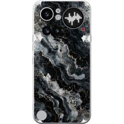 Kompatibelt Mobildeksel til Nothing Phone 4a Pro Elegant marmormønster i svart, grått og hvitt med skimrende detaljer