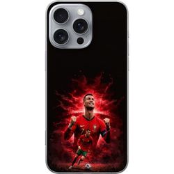 Kompatibelt Mobildeksel til Apple iPhone 16 Pro Max Cristiano Ronaldo i et rødt portugisisk fotballmiljø med nummer 7, kampscene og en kraftfull dram