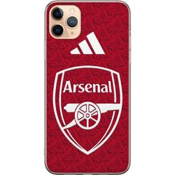 Kompatibelt Mobildeksel til Apple iPhone 11 Pro Max Arsenalmotiv med hvitt emblem på rød bakgrunn og dekorativ fotballdesign