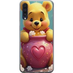 Kompatibelt Mobildeksel til Samsung Galaxy A50 Søt gul bjørn inspirert av Ole Brumm med hjerteformet rosa boks og honning, et varmt sjarmerende motiv