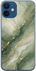 Kompatibelt Mobildeksel til Apple iPhone 12 Grønn marmor-inspirert design med flytende steinstruktur, lyse partier og elegante guldfargede årer