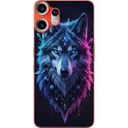 Kompatibelt Mobildeksel til Nothing CMF Phone 2 Pro Mystisk Ulveportrett i Neonblått og Lilla Glød