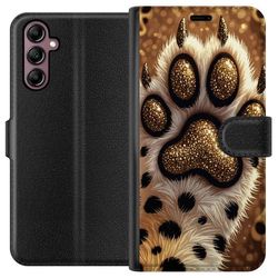Kompatibelt Lommeboketui til Samsung Galaxy A14 5G Gyllene hundtass glit
