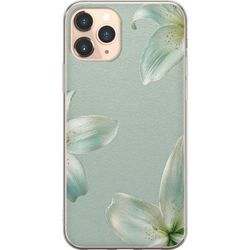 Kompatibelt Mobildeksel til Apple iPhone 11 Pro Stilfult motiv med myntgrønne liljer og harmoniske blomsterdetaljer