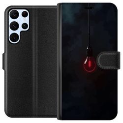 Kompatibelt Lommeboketui til Samsung Galaxy S24 Ultra Mørkerød lyspære i mørkt miljø elegant futuristisk design med kunstnerisk touch for de som like