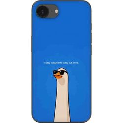 Kompatibelt Mobildeksel til Apple iPhone 17e Tegnet gås med solbriller og humoristisk tekst mot klarblå bakgrunn