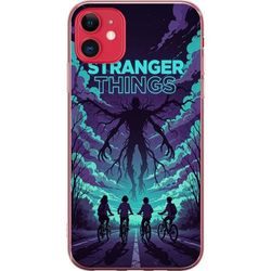 Kompatibelt Mobildeksel til Apple iPhone 11 Stranger Things-inspirert fantasibilde med mørkt monster, syklende barn og dramatisk rød himmel, perfekt