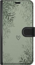 Kompatibelt Lommeboketui til Samsung Galaxy A56 Grønn minimalistisk bakgrunn med et enkelt hjerte, botaniske blader og myke naturlige skygger