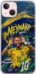 Kompatibelt Mobildeksel til Apple iPhone 13 mini Neymar i en Brasil-inspirert fotballkollasj med gule, grønne og blå toner samt grafiske detaljer