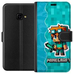 Kompatibelt Lommeboketui til Samsung Galaxy Xcover 4 Pixelstil figur med sverd og turkis blokkete bakgrunn i spillinspirert design