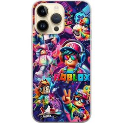 Kompatibelt Mobildeksel til Apple iPhone 15 Pro Max Fargerikt spillmotiv med tegneserieaktige gamingfigurer, kontrollere og skateboard i neonstil