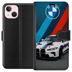 Kompatibelt Lommeboketui til Apple iPhone 13 BMW M4 GT3 racerbil med M-striper foran BMW-logoen