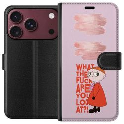Kompatibelt Lommeboketui til Apple iPhone 18 Pro Tegnet kjepphøy figur med humoristisk tekst og rosa bakgrunn