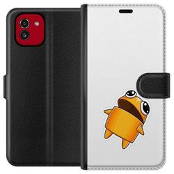 Kompatibelt Lommeboketui til Samsung Galaxy A03 Oransje tegneseriefigur med store øyne og dynamisk posering i energisk leken stil