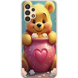 Kompatibelt Mobildeksel til Samsung Galaxy A13 Søt gul bjørn inspirert av Ole Brumm med hjerteformet rosa boks og honning, et varmt sjarmerende motiv