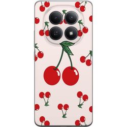 Kompatibelt Mobildeksel til Xiaomi Redmi Note 15 Pro+ Illustrert kirsebærmønster med røde detaljer og myk beige tone