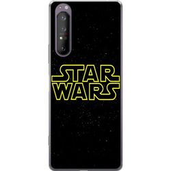 Kompatibel Mobilcover til Sony Xperia 1 II Simpel sci-fi design med gul logo og mørk galaksabaggrund