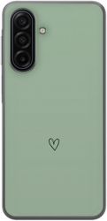 Kompatibelt Mobildeksel til Samsung Galaxy A17 5G Enkelt svart linjetegnet hjerte på ensfarget myk grønn bakgrunn med et minimalistisk uttrykk