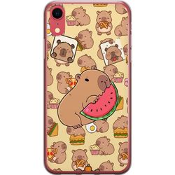 Kompatibelt Mobildeksel til Apple iPhone XR Capybara Snack Tid Søte kapibarer nyter vannmelon pizza og popcorn i en varm og leken design som sprer gl