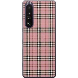 Kompatibel Mobilcover til Sony Xperia 1 III Trendy ternet mønster i pink og beige nuancer