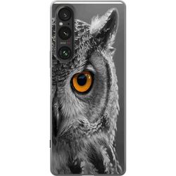 Kompatibel Mobilcover til Sony Xperia 1 VI Kunstneriskt dyreportræt af ugle med skarp blik og stærk kontrast