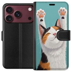 Kompatibelt Lommeboketui til Apple iPhone 18 Pro Glad trefärgad katt