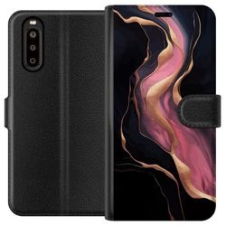 Kompatibelt Lommeboketui til Sony Xperia 10 II Svarta marmervågor