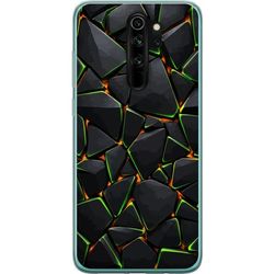 Kompatibelt Mobildeksel til Xiaomi Redmi Note 8 Pro Moderne abstrakt motiv med svarte geometriske former, lysende grønne linjer og oransje detaljer