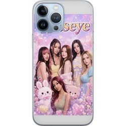Kompatibelt Mobildeksel til Apple iPhone 13 Pro Max Rosa motiv med Katseye, seks kvinnelige artister, hjerter og dekorative pastelldetaljer