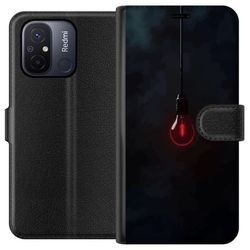 Kompatibelt Lommeboketui til Xiaomi Redmi 12C Mørkerød lyspære i mørkt miljø elegant futuristisk design med kunstnerisk touch for de som liker minima