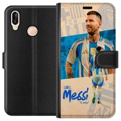 Kompatibelt Lommeboketui til Huawei P20 lite Lionel Messi portrett i Argentinas drakt ikonisk design for fotballfans med lidenskap og energi