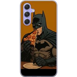 Kompatibelt Mobildeksel til Samsung Galaxy A54 Batman-plakat som spiser pizza DC Comics-helt tegning retro humor morsom matillustrasjon morsom kunst