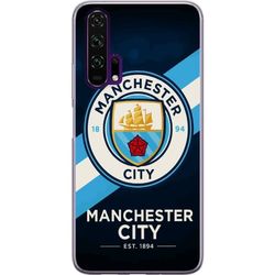 Kompatibelt Mobildeksel til Honor 20 Pro Manchester City klubbemblem på blå bakgrunn med diagonal stripe
