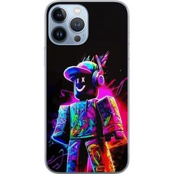 Kompatibelt Mobildeksel til Apple iPhone 13 Pro Max Roblox Neon Player Fargerik Roblox-karakter i neonfarger mot svart bakgrunn i moderne spillstil