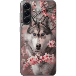 Kompatibelt Mobildeksel til Samsung Galaxy A56 Sibirsk Husky plakat hund blå øyne kirsebærblomster ulv natur dyr blomster søt retro design