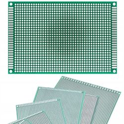 Universal prototypprint dobbelt 80x120 mm – Grøn | 2,54 mm raster | Til THT-komponenter