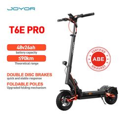 JOYOR T6E PRO Elscooter - 500W Motor, 90 km Räckvidd, 48V 26Ah Batteri, 10-tums Terrängdäck, Dubbel Hydraulisk Fjädring, Hopfällbar