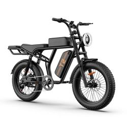 URLIFE T2 20-tums elcykel med fat tires för vuxna - 500W motor, 100 km räckvidd, 48V 15,6Ah batteri, 7-växlad Shimano-växel, 2026