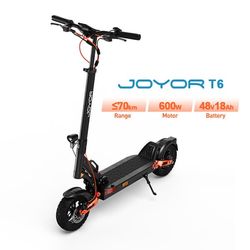 JOYOR T6 Multifunktions Elscooter, 48V 18Ah 600W, 48KM/H 70 KM, Hydraulisk Fjädring, 10" Terrängdäck, Skivbroms