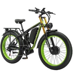 2026 EU KETELES K800 Pro Elcykel til Voksne, 3200W Dobbeltmotor, 48V 26Ah Batteri, 26" Fat Tire, Hydrauliske Bremser, Sort & Grøn