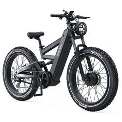 Tesway X9 Electric Bicycle 4000W Dual Motor Peak Powel 48V 30Ah Battery Up to 64KM/H Speed 26" Fat Tire E-Bike Black