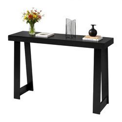 Konsolbord - Smalt entré-/gangbord 118 cm - Rektangulær bordplade i træ - Bord bag sofaen - Let montering - Sort