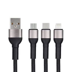 Laddkabel 3-i-1 USB-A 1,2 m Blue Star Svart