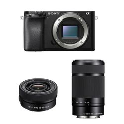 Sony Alpha A6100 Hybridkamera 16-50mm OSS + 55-210mm, Sort